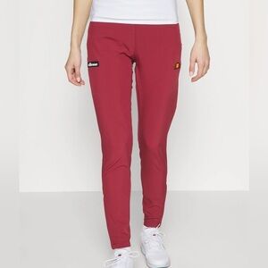 Ellesse Zoie Track Pants Burgundy Metallic Gold High Waisted Size US 6 Tapered
